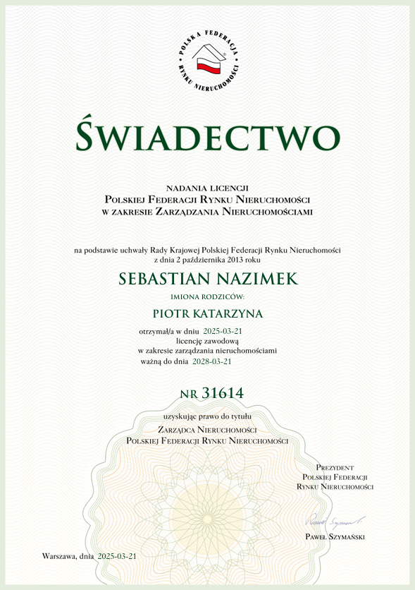 Licencja Zarządcy PFRN